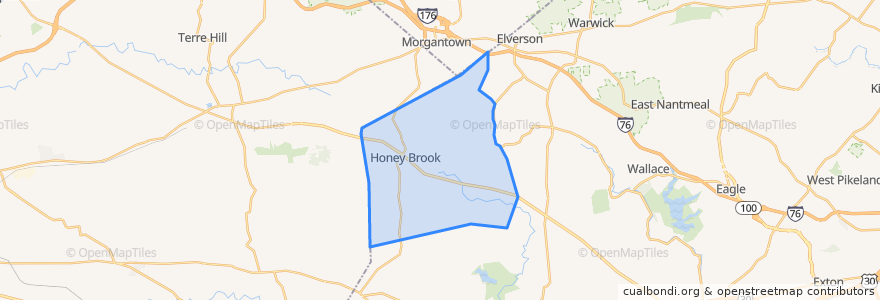 Mapa de ubicacion de Honey Brook Township.