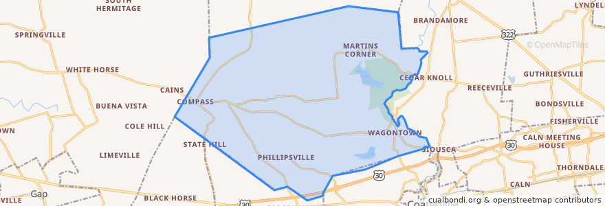 Mapa de ubicacion de West Caln Township.