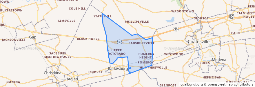 Mapa de ubicacion de Sadsbury Township.