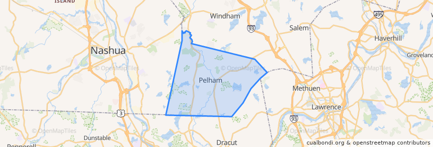 Mapa de ubicacion de Pelham.