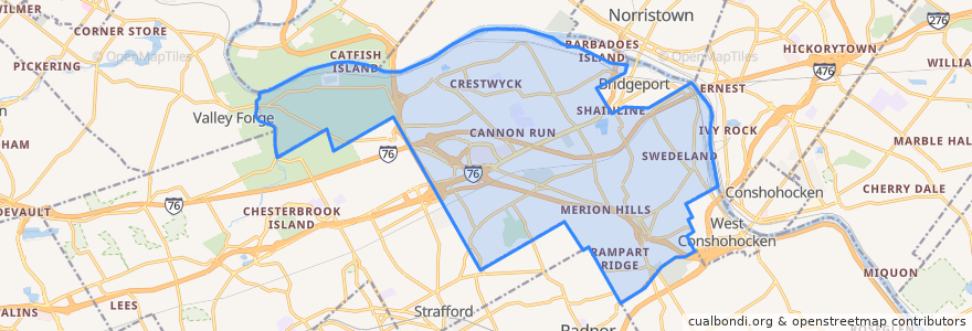 Mapa de ubicacion de Upper Merion Township.