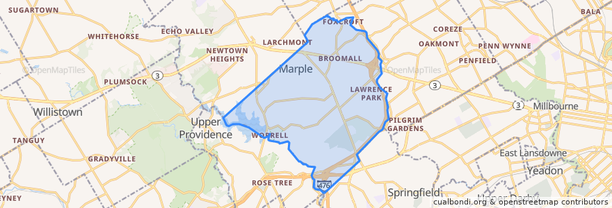 Mapa de ubicacion de Marple Township.