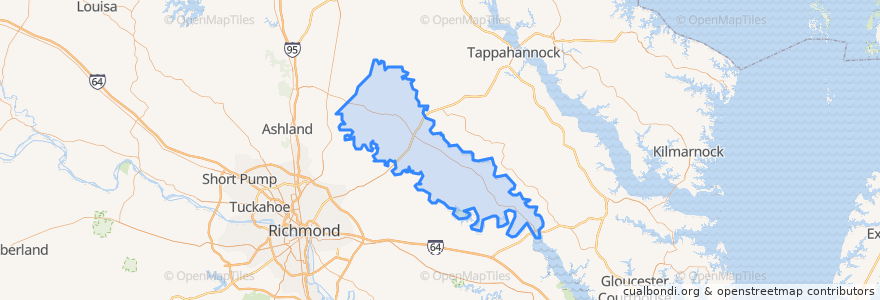 Mapa de ubicacion de King William County.