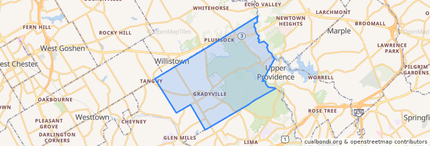 Mapa de ubicacion de Edgmont Township.