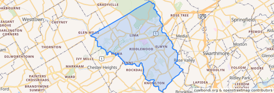 Mapa de ubicacion de Middletown Township.