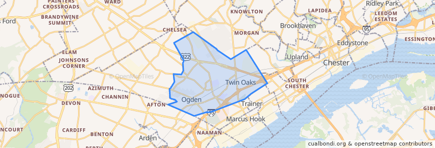 Mapa de ubicacion de Upper Chichester Township.