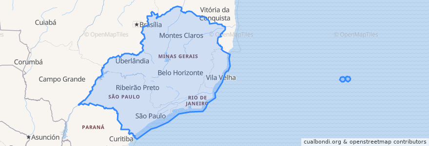 Mapa de ubicacion de Região Sudeste.