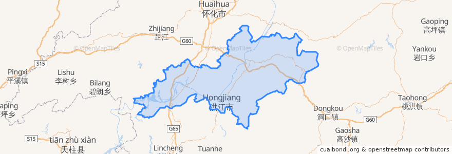 Mapa de ubicacion de Hongjiang.