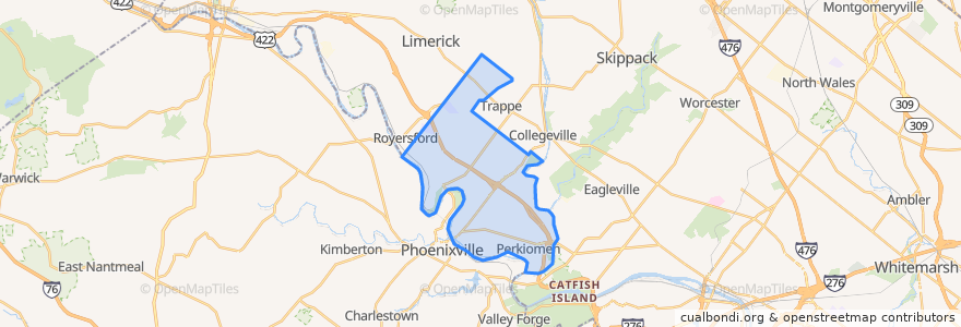 Mapa de ubicacion de Upper Providence Township.