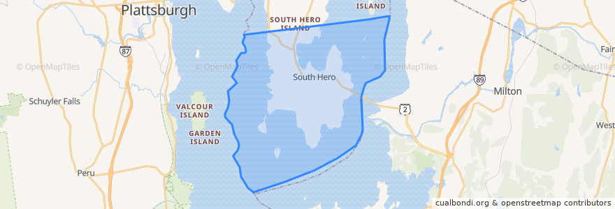 Mapa de ubicacion de South Hero.