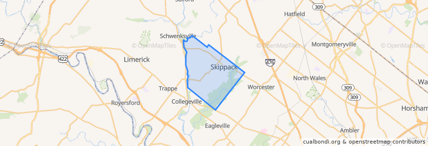 Mapa de ubicacion de Skippack Township.