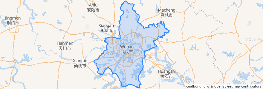 Mapa de ubicacion de Wuhan.