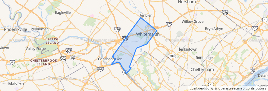 Mapa de ubicacion de Whitemarsh Township.
