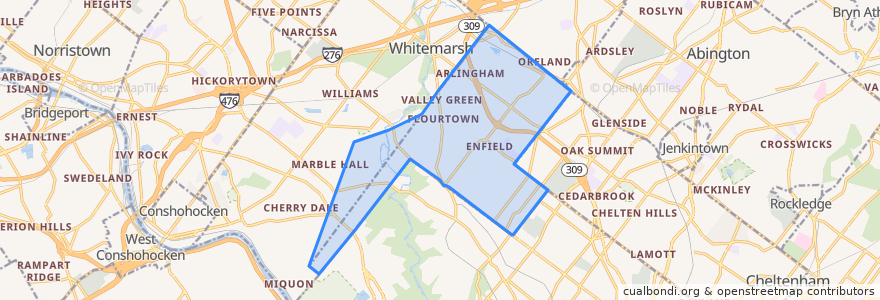 Mapa de ubicacion de Springfield Township.