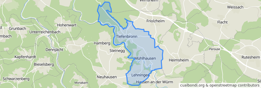 Mapa de ubicacion de Tiefenbronn.