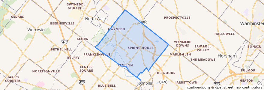 Mapa de ubicacion de Lower Gwynedd Township.