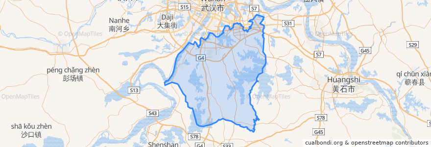 Mapa de ubicacion de District de Jiangxia.