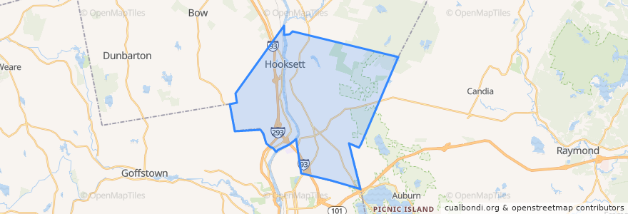 Mapa de ubicacion de Hooksett.