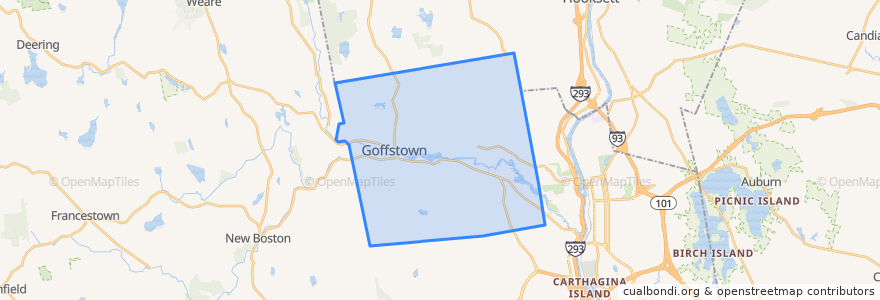 Mapa de ubicacion de Goffstown.