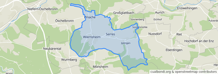 Mapa de ubicacion de Wiernsheim.