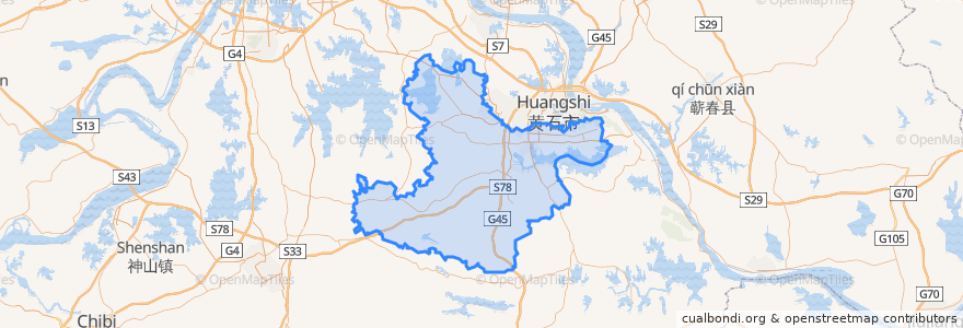 Mapa de ubicacion de 大冶市.