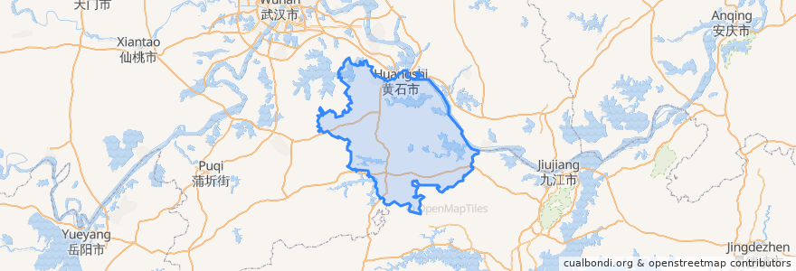 Mapa de ubicacion de 黄石市.