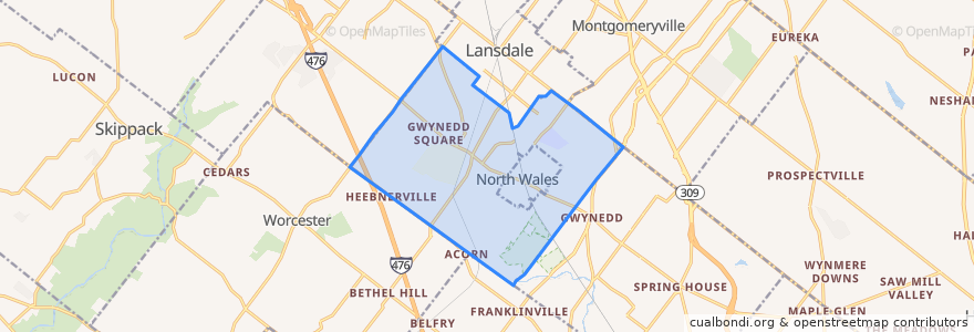 Mapa de ubicacion de Upper Gwynedd Township.