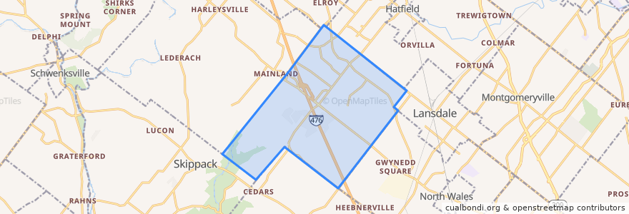 Mapa de ubicacion de Towamencin Township.