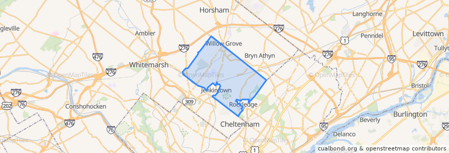 Mapa de ubicacion de Abington Township.