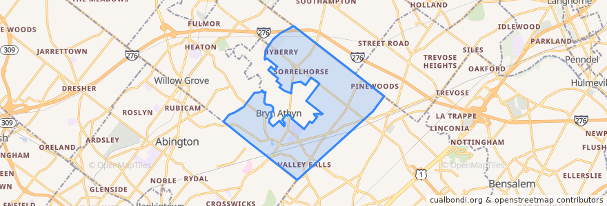 Mapa de ubicacion de Lower Moreland Township.