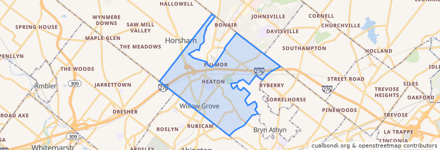 Mapa de ubicacion de Upper Moreland Township.