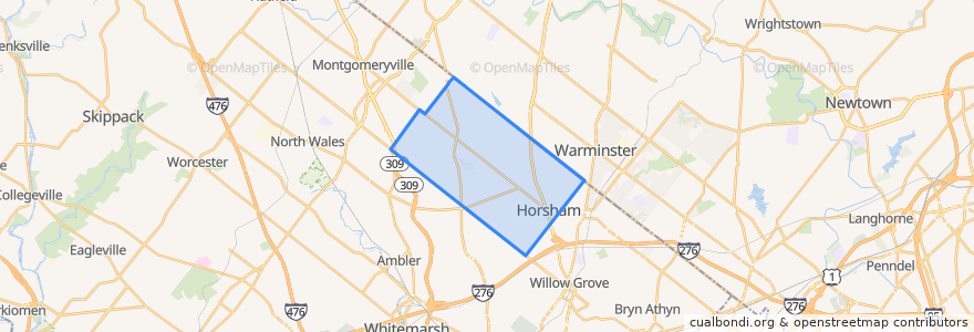 Mapa de ubicacion de Horsham Township.
