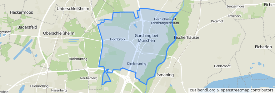 Mapa de ubicacion de Garching bei München.