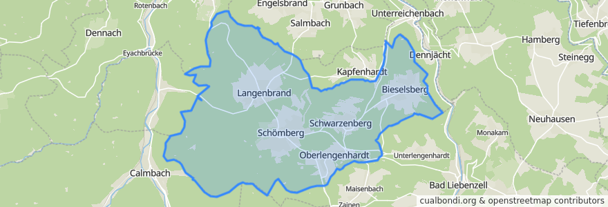 Mapa de ubicacion de Schömberg.