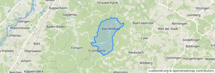 Mapa de ubicacion de Bad Wildbad.