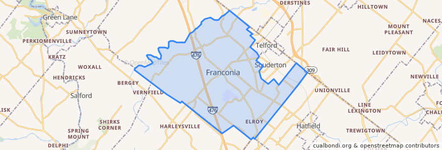 Mapa de ubicacion de Franconia Township.