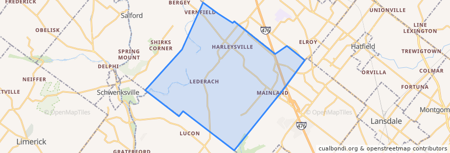 Mapa de ubicacion de Lower Salford Township.