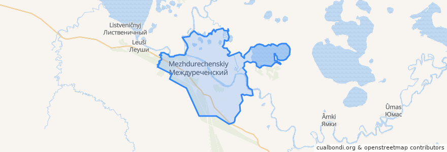 Mapa de ubicacion de городское поселение Междуреченский.