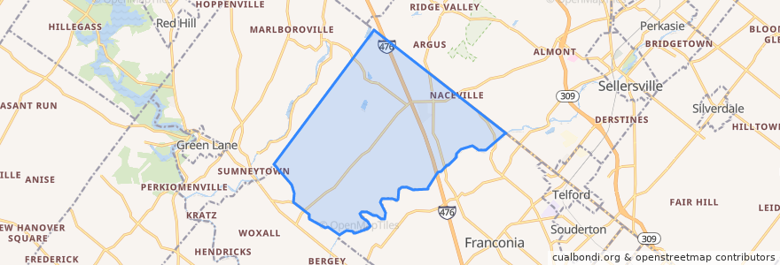 Mapa de ubicacion de Salford Township.