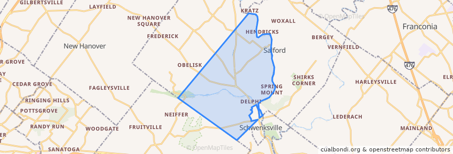 Mapa de ubicacion de Lower Frederick.