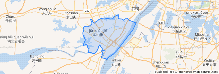 Mapa de ubicacion de 军山街道.