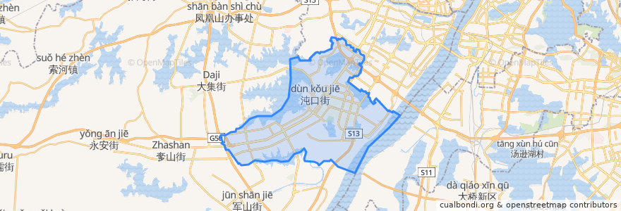 Mapa de ubicacion de 沌口街道.