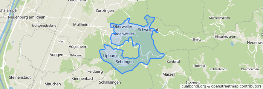 Mapa de ubicacion de Badenweiler.