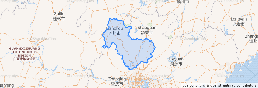 Mapa de ubicacion de Qingyuan.