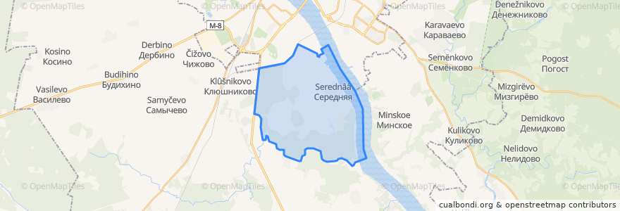 Mapa de ubicacion de Середняковское сельское поселение.