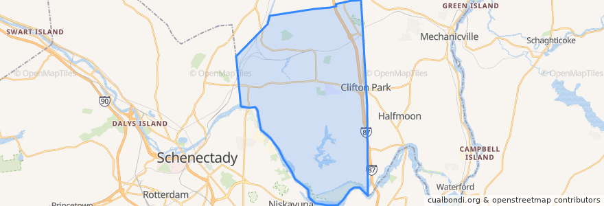 Mapa de ubicacion de Town of Clifton Park.