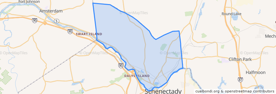 Mapa de ubicacion de Town of Glenville.