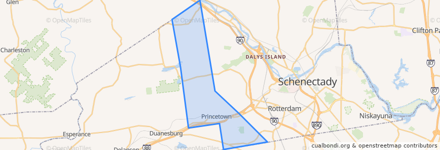 Mapa de ubicacion de Town of Princetown.