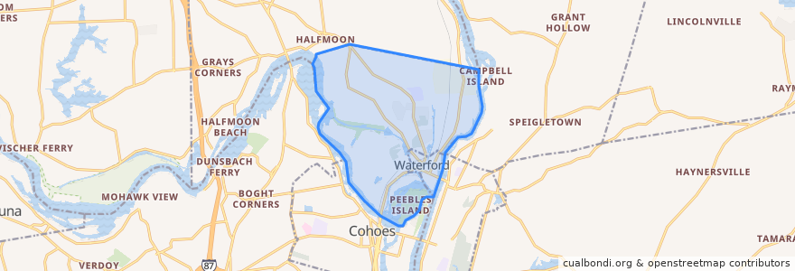 Mapa de ubicacion de Town of Waterford.
