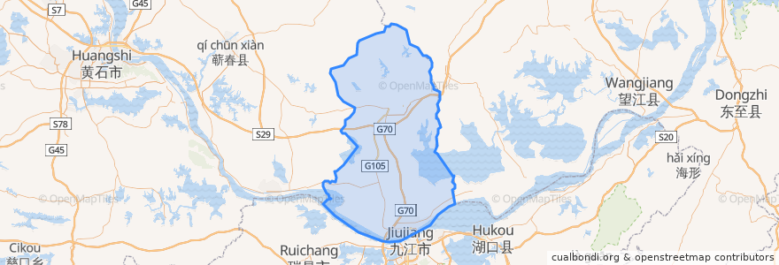 Mapa de ubicacion de Huangmei County.